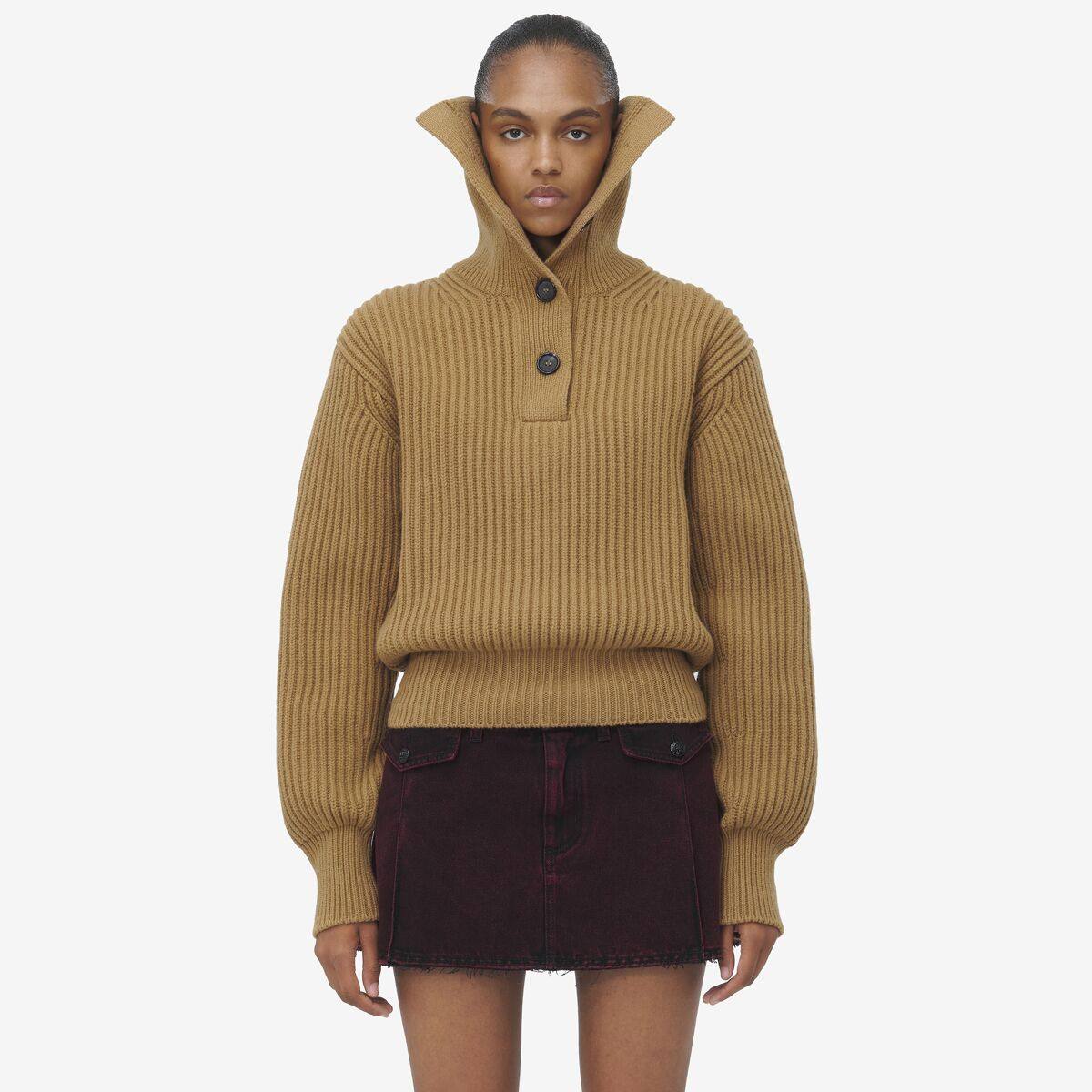 ALEXANDER MCQUEEN - Funnel Neck Buttoned Neck Jumper - Item 817003Q1BCG97